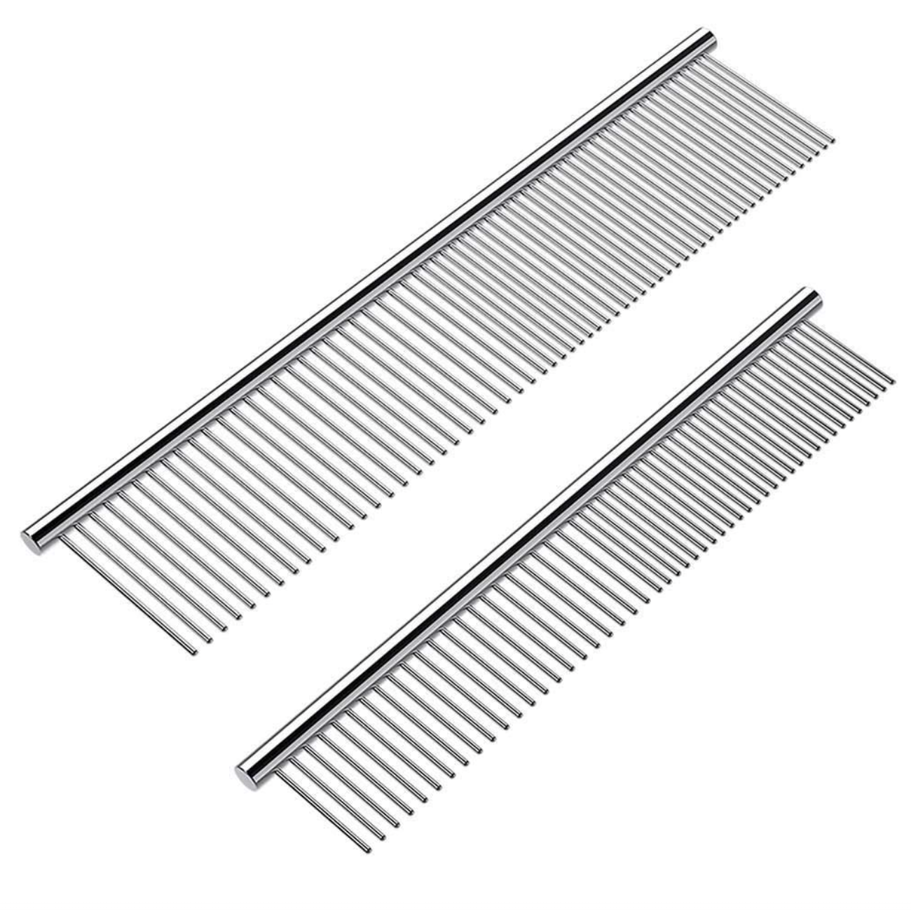 Petyoung Pet Grooming Comb Stainless Steel | Curved Design For Dogs & Cats | Dual Density Teeth For Detangling & Massage